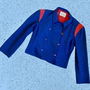 VTG rare Bill Blass wool two-tone cropped blazer-M
